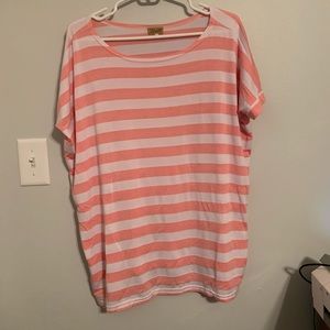 Pink/White striped short sleeved piko